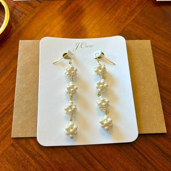 J Crew Cluster Pearl Drop Earrings - Picture 5 of 10